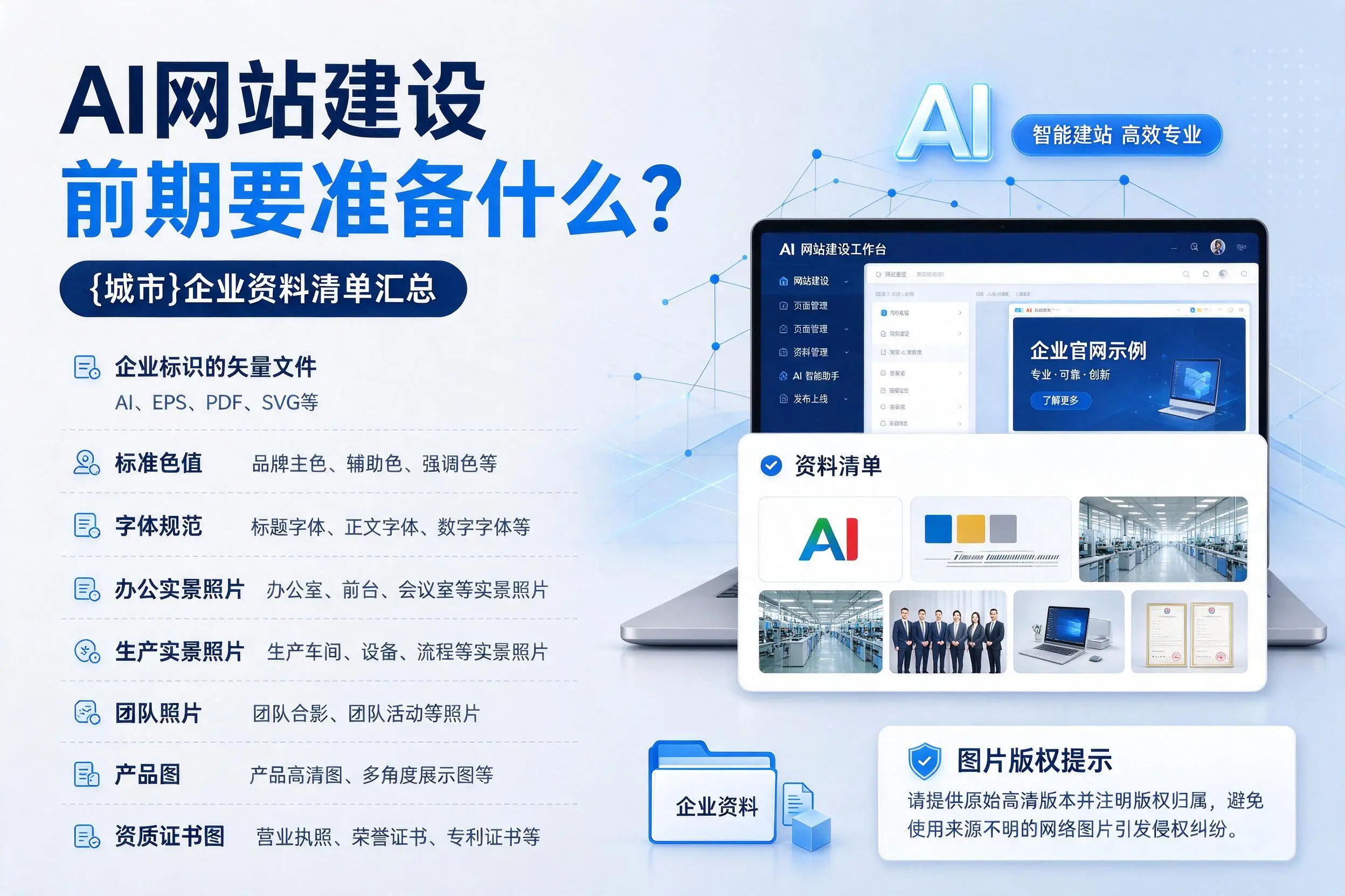 AI网站建设前期要准备什么?图木舒克企业资料清单汇总
